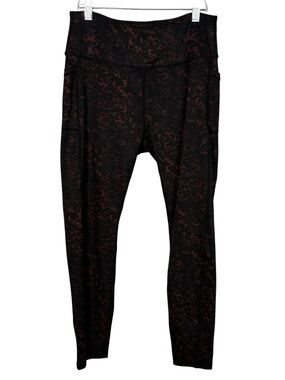 LegEnd Brown Leopard Animal Print Athletic Moisture Wick Leggings Pockets Large